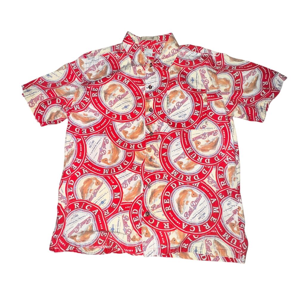 Columbia River Lodge Button Front Shirt Men's Size L Red Drum Amber Ale S/S